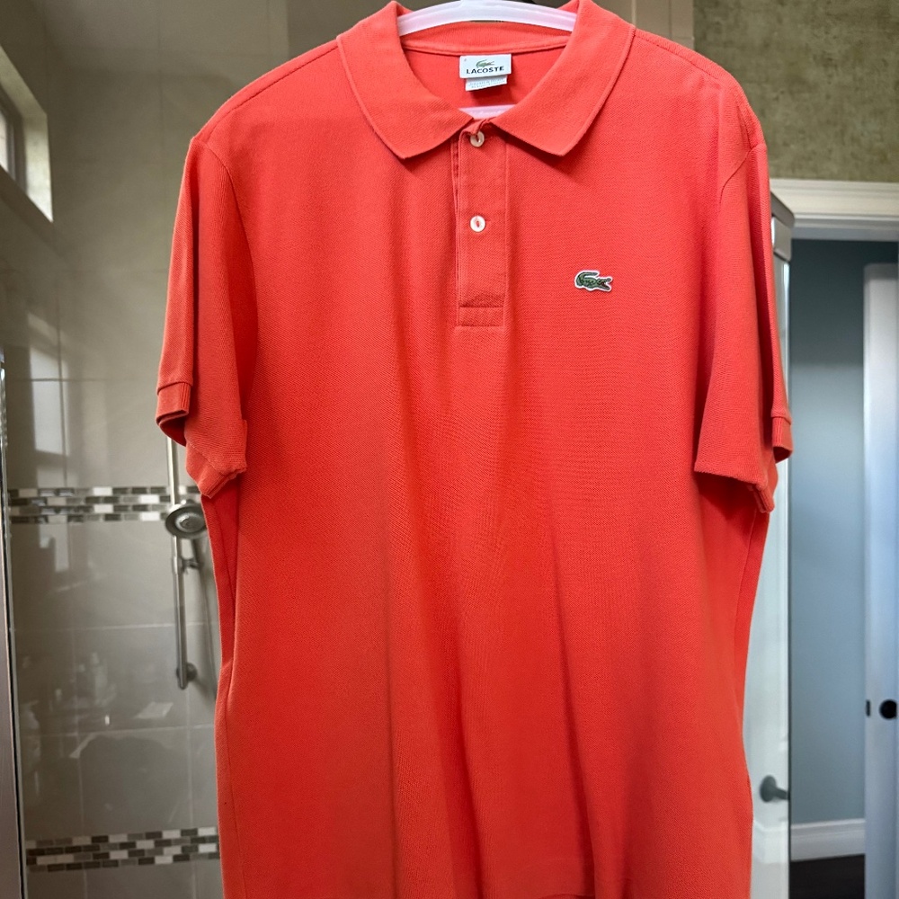 Men's Lacoste Classic Pique Polo Shirt-Size XL-(EU6)-Orange